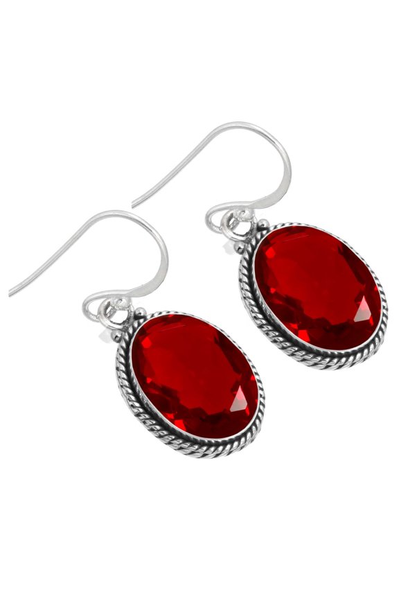 Ruby Simulated Women Jewelry 925 Sterling Silver Earring