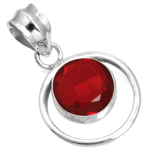 Ruby Simulated Women Jewelry 925 Sterling Silver Pendant