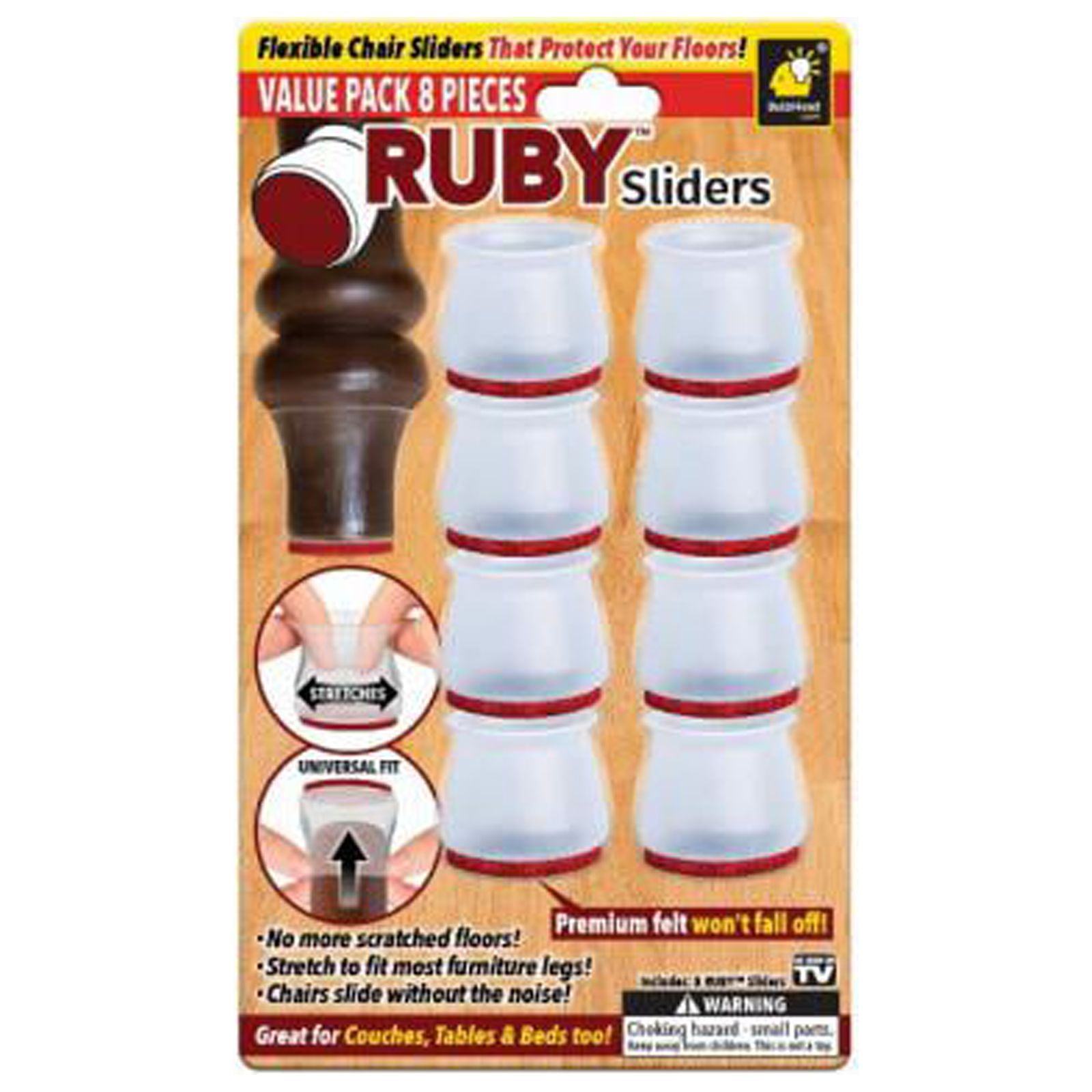 Ruby Sliders 15503-12 Chair Leg Floor Protection, Stretchable, 8-Pk. -  Quantity 12