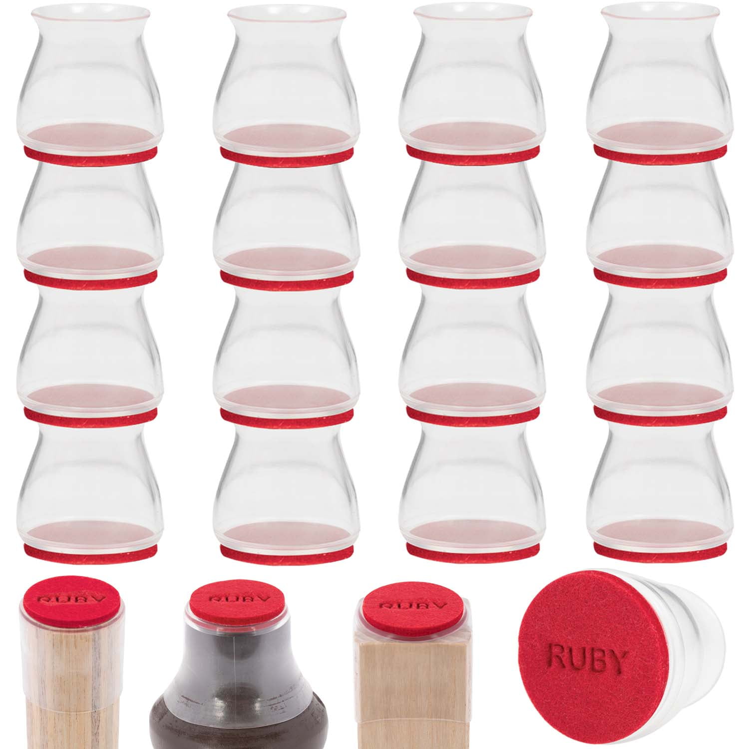 BulbHead's Authentic Ruby Sliders Soundless Furniture Glides for Chairs & Couches, 16 Pack