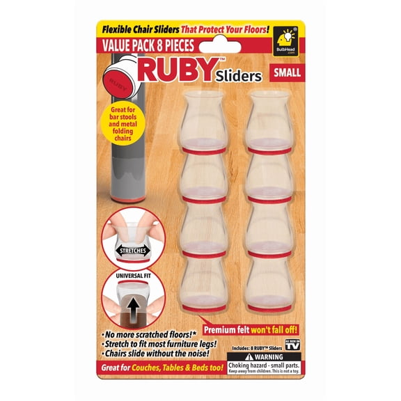 Ruby Sliders Small As Seen On TV By Bulbhead - Premium Chair Covers Protect Hardwood & Tile Floors