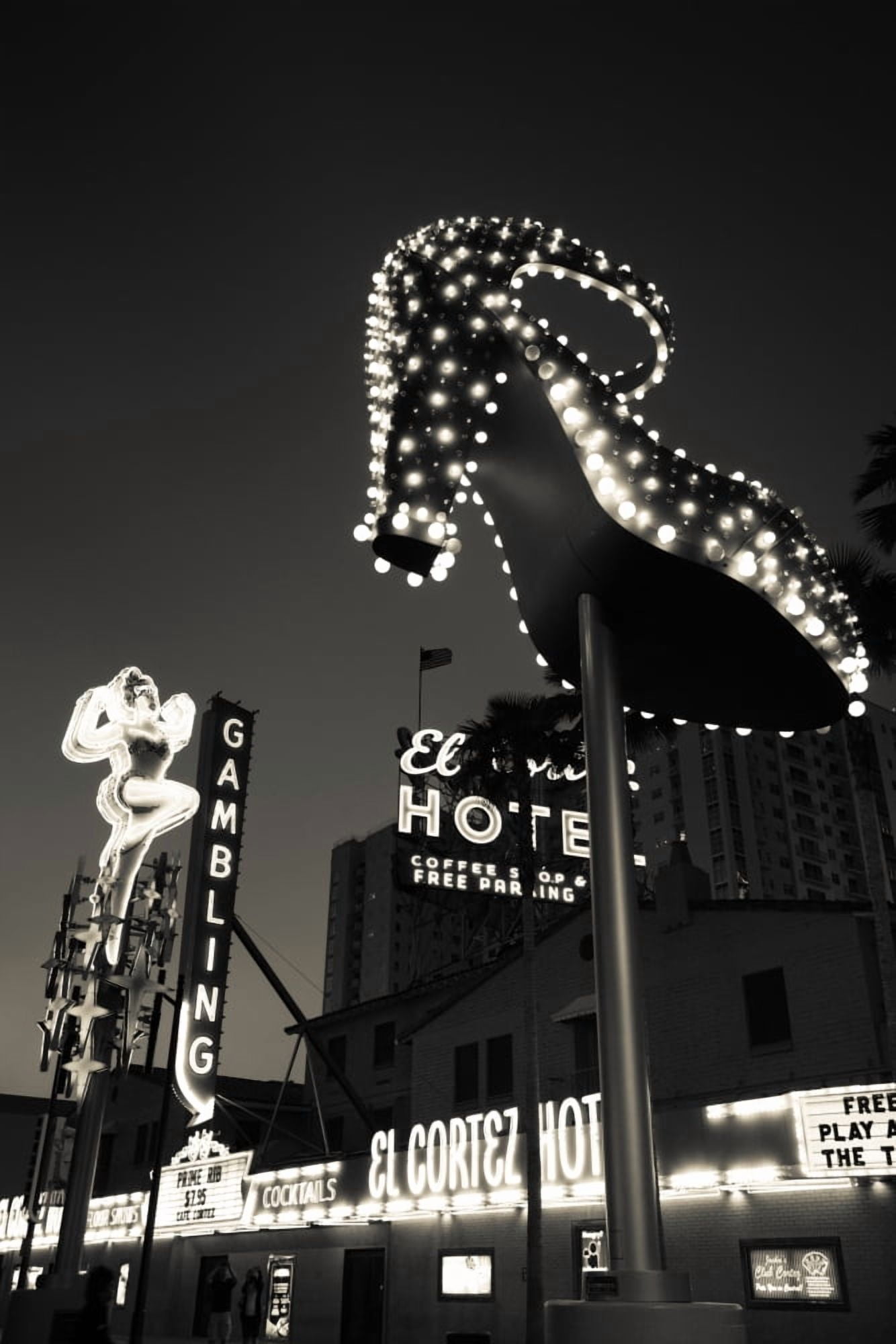 Ruby Slipper neon sign lit up at dusk Fremont Street Las Vegas Nevada USA Canvas Art - Panoramic Images (27 x 9)