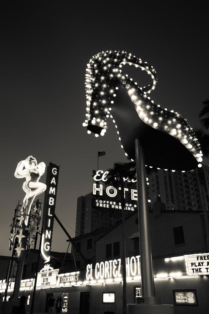 Ruby Slipper neon sign lit up at dusk Fremont Street Las Vegas Nevada USA Canvas Art - Panoramic Images (36 x 12)