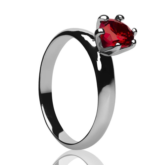 Ruby Solitaire Ring - Ladies Solitaire Ring - CZ Wedding Ring - Engagement Ring - Titanium, 4
