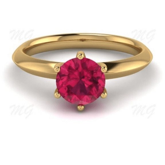 Ruby Solitaire Ring, andmade Jewelry Wedding Ring Gift For Women, Ruby Gemstone Ring All Sizes Available.