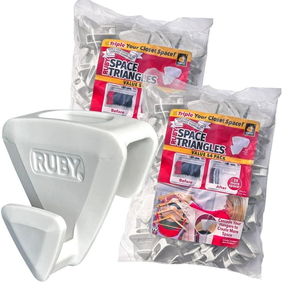 Ruby Space Triangles Ultra-Premium Hanger Hooks, 108-Piece Value Pack, Triples Closet Space, White