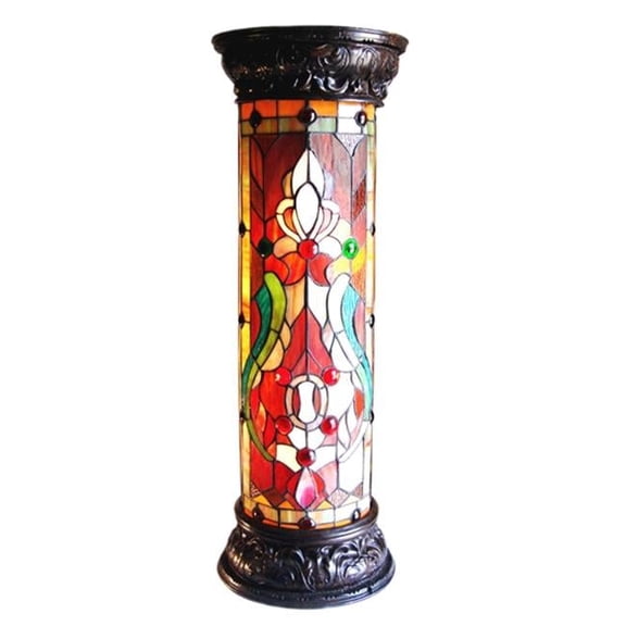 Ruby Spectacle Tiffany Glass Pedestal Light Fixture - 30 in. - Victorian Style - 2 Lights