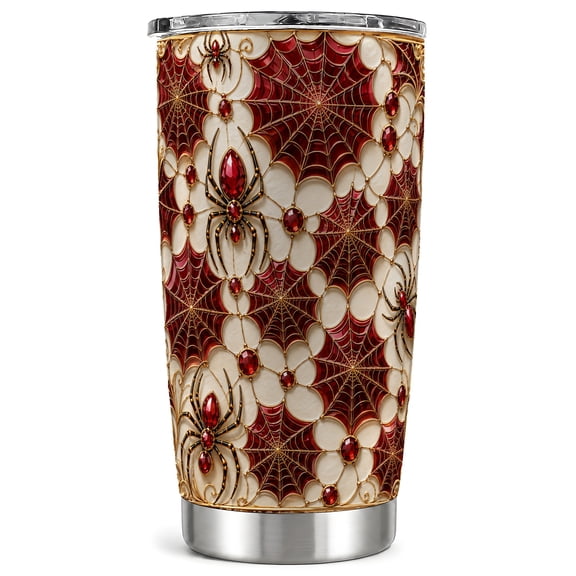 Ruby Spider Web Tumbler 20oz, Gothic Tumbler, Stainless Steel Travel Cup