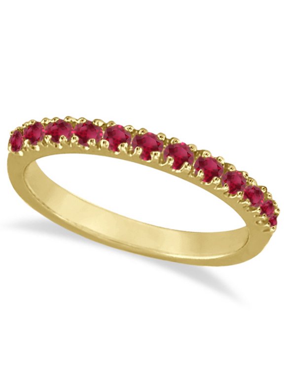 Ruby Stackable Ring Guard Band 14K Yellow Gold (0.37ct)