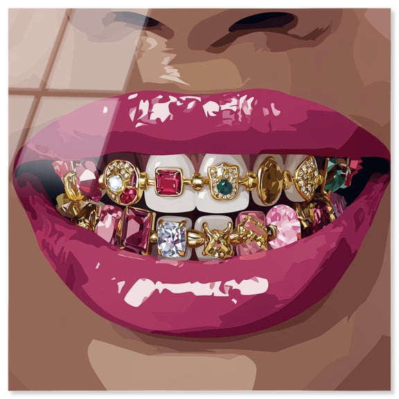 Ruby Teeth Acrylic Print Fashion Art Prints by Art Remedy, Ready to Hang, 16 x 16