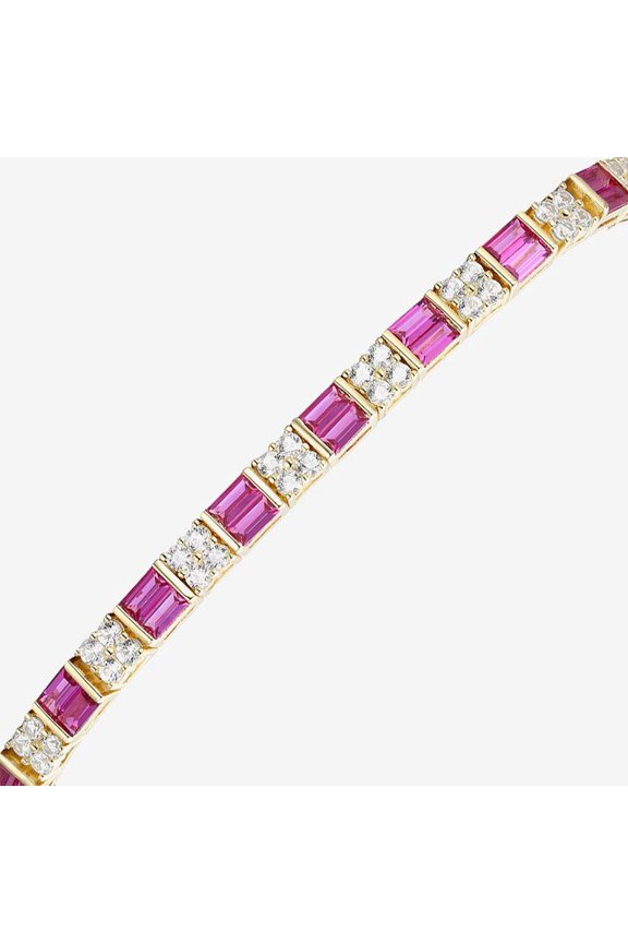 Ruby Tennis Bracelet,14K Gold Plated Ruby Bracelet,CZ Red Ruby Tennis Bracelet, Layering Bracelet For Women Gift For Her