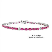 Ruby Tennis Bracelet/ 925 Sterling Silver/ Tennis Bracelet/Oval Cut Gemstone/ Ruby And Diamond Jewelry/ Wedding Bracelet/ Gift For Her