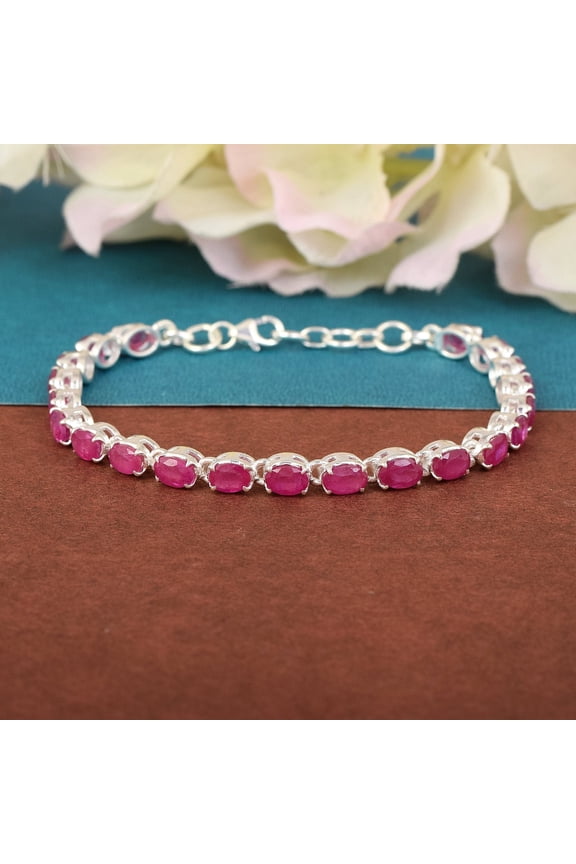 Ruby Tennis Bracelet-Oval