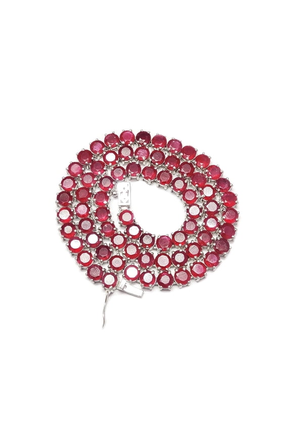 Ruby Tennis Necklace 6 mm Round Ruby Necklace Red Ruby Necklace Real Ruby Necklace Ruby Tennis Chain Natural Ruby Necklace Ruby July Birthstone Necklace