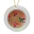 thumbnail image 1 of 3drose, Ruby-throated Hummingbird Male on Crimson Star Columbine, Illinois, Circle Porcelain Ornament, 1 of 7