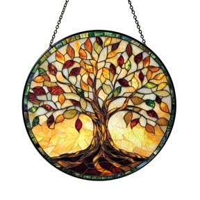 Ruby Tree of Life Suncatcher Circle Gift Zen Sacred Round Item Decor