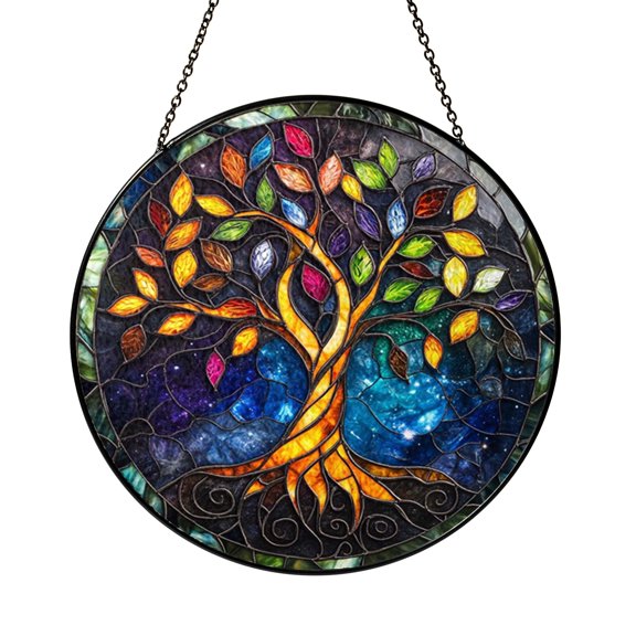 Ruby Tree of Life Suncatcher Hanging Present Circle Gift Window Decor