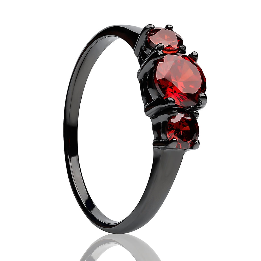 Ruby Wedding Ring Solitaire Wedding Ring Ruby Titanium Ring Engagement Ring 7.25