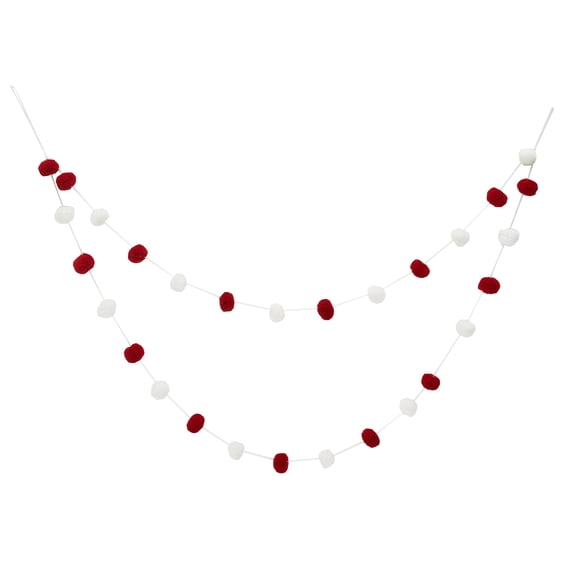 Ruby & White Decorative PomPom Garland 48"