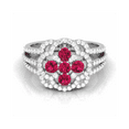thumbnail image 1 of Ruby & White Diamond Wedding Band Ring in 925 Sterling Silver - July birthstone - Birthday Gift For Wife, 1 of 6