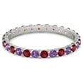 thumbnail image 1 of Ruby With Amethyst Round 2.50 MM Eternity 925 Sterling Silver Women Band Ring Jewelry (Sterling Silver, 8), 1 of 5