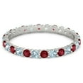 thumbnail image 1 of Ruby With Aquamarine Round 2.50 MM Eternity 925 Sterling Silver Women Band Ring Jewelry, 1 of 4