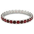 thumbnail image 1 of Ruby With Garnet Round 2.50 MM Eternity 925 Sterling Silver Women Stacking Ring Jewelry, 1 of 5