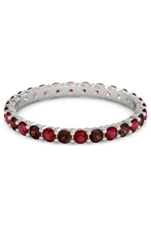 Ruby With Garnet Round 2.50 MM Eternity 925 Sterling Silver Women Stacking Ring Jewelry