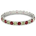 thumbnail image 1 of Ruby With Peridot Round 2.50 MM Eternity 925 Sterling Silver Women Stacking Ring Jewelry, 1 of 4