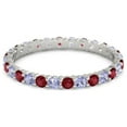 thumbnail image 1 of Ruby With Tanzanite Round 2.50 MM Eternity 925 Sterling Silver Women Stacking Ring Jewelry Size US- 10.5, 1 of 5