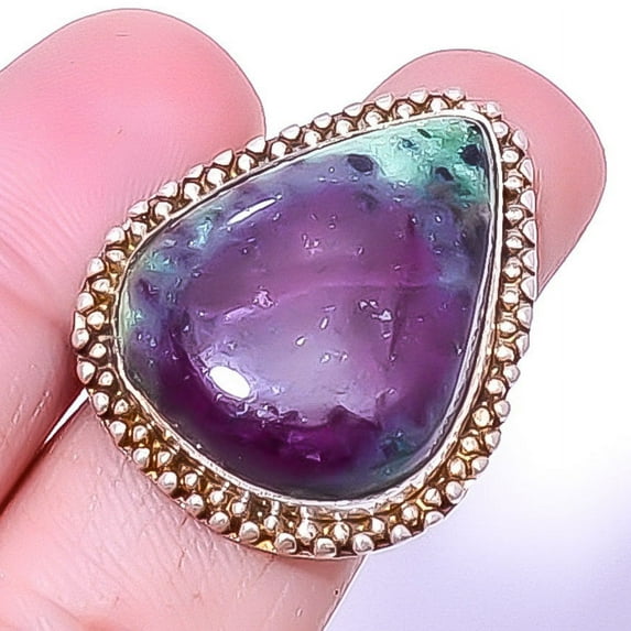 Ruby With Zoisite - Longido Mines Gemstone 925 Sterling Silver Handmade Ring s.8 A364, Beautiful Jewelry For Woman &, New Year Sale, Valentin's Day Gi