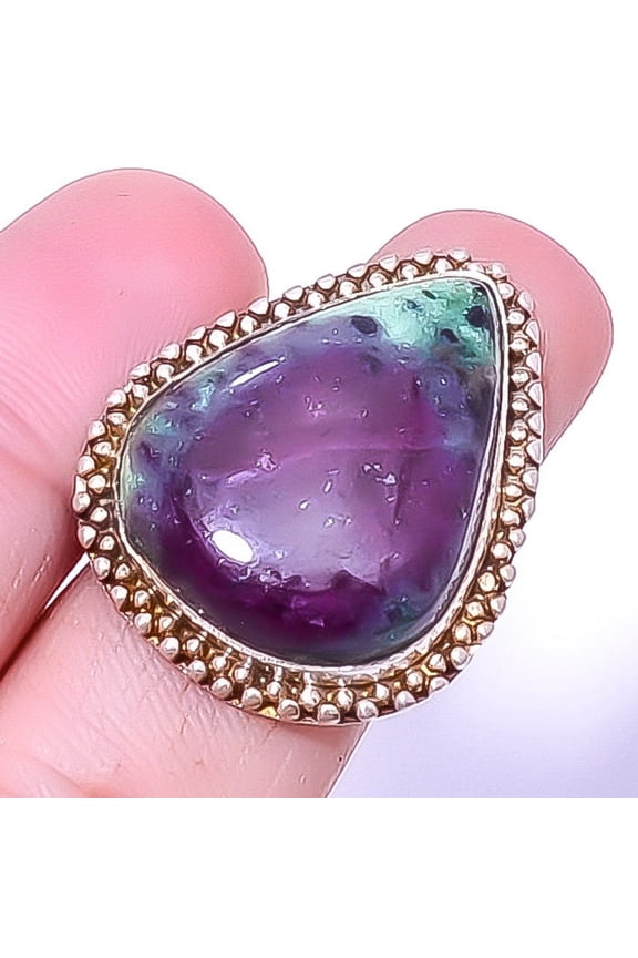 Ruby With Zoisite - Longido Mines Gemstone 925 Sterling Silver Handmade Ring s.8 A364, Beautiful Jewelry For Woman &, New Year Sale, Valentin's Day Gi