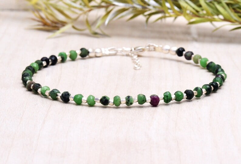 LKBEADS Garnet unisex & Yellow Calcedony Rondelle shape Faceted cut link chain stacking 7 inch bracelet #Code (BRAC_CLA_048), 7 inch, Pietra Argento sterling Metallo, Calcedonio giallo e garnet