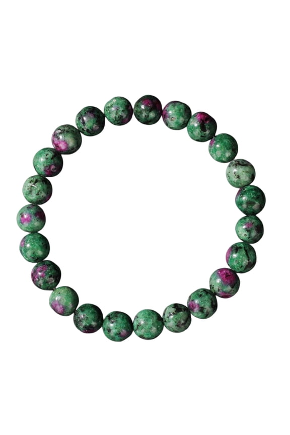Ruby Zoisite Healing Crystal Bracelet for Women Men, 8mm Natural Gemstone Stretch Beaded Bracelet for Vitality, Passion, Heart Chakra Healing, Spiritual Growth, Unique Gift