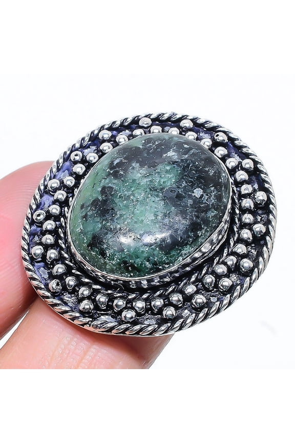 Ruby in Zoisite Handmade 925 Sterling Silver Jewelry Ring Size 10