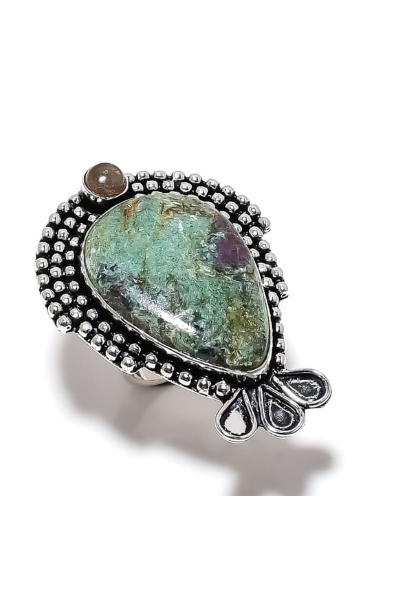 Ruby in Zoisite Handmade 925 Sterling Silver Jewelry Ring Size 6