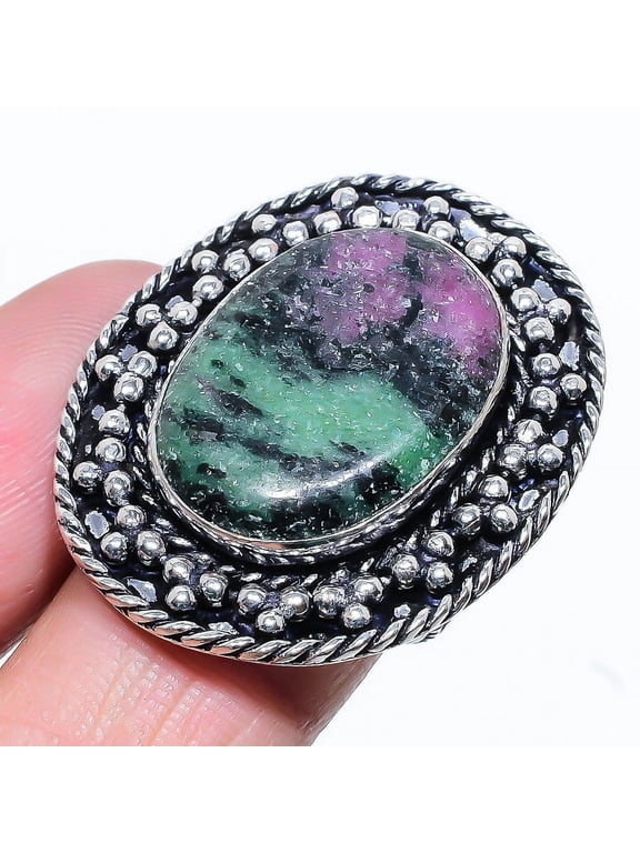 Ruby in Zoisite Handmade 925 Sterling Silver Jewelry Ring Size 8