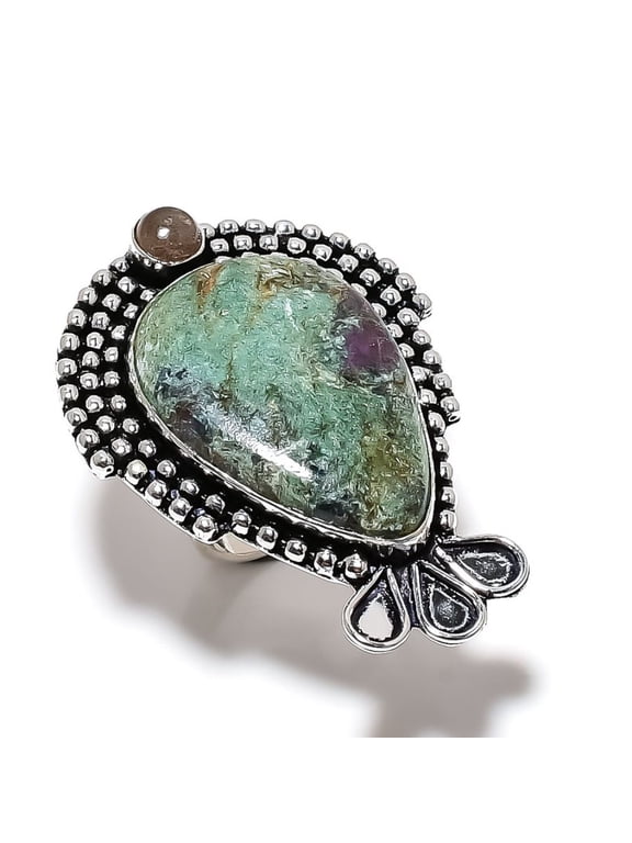 Ruby in Zoisite Handmade 925 Sterling Silver Jewelry Ring Size 8