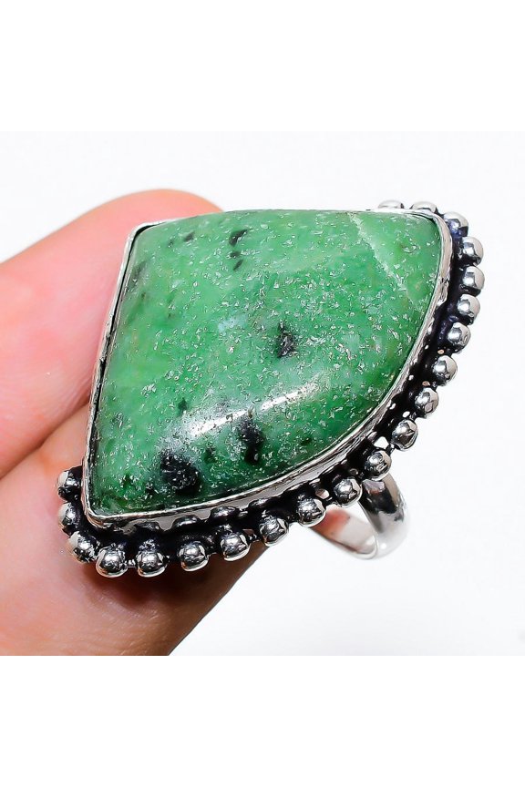 Ruby in Zoisite  Handmade 925 Sterling Silver Jewelry Ring Size 8