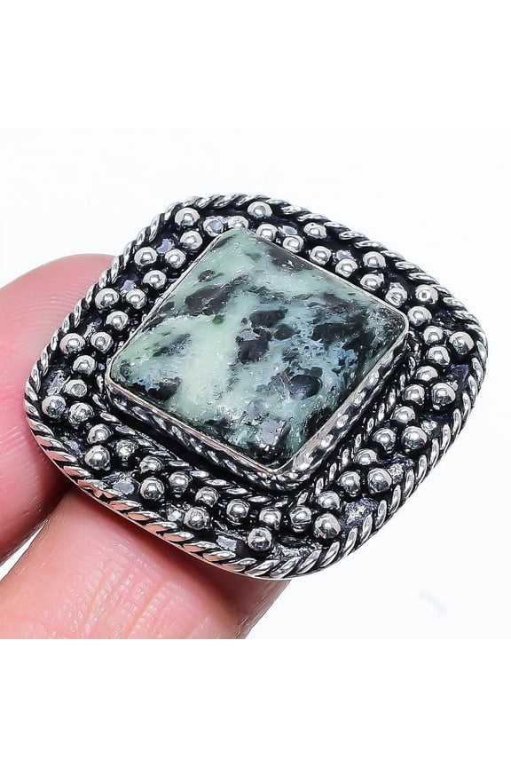 Ruby in Zoisite  Handmade 925 Sterling Silver Jewelry Ring Size 8