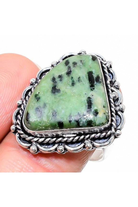 Ruby in Zoisite Handmade 925 Sterling Silver Jewelry Ring Size 9.5