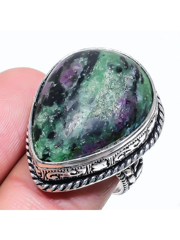 Ruby Zosite Lab-Created Handmade 925 Sterling Silver Jewelry Ring Size 9