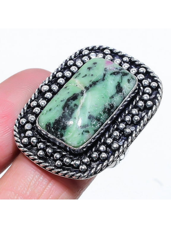 Ruby in Zoisite Handmade 925 Sterling Silver Jewelry Ring Size 9