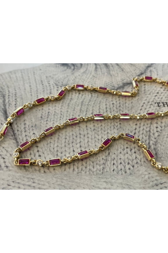 Ruby and CZ Diamond tennis necklace,925K sterling silver tennis necklace,tennis necklace,925k sterling silver CZ tennis necklace,cz tennis necklace