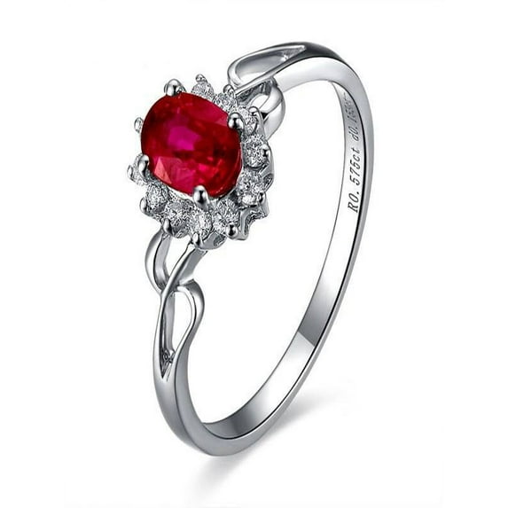 Ruby and Diamond Engagement Ring on 10k White Gold