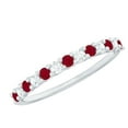 thumbnail image 1 of Rosec Jewels Natural Ruby and Diamond Ring - AAA Quality Ruby Half Eternity Stackable Ring - Ready to Gift with Jewelry Box, 14K White Gold, US 3.50, 1 of 9