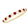 thumbnail image 1 of Rosec Jewels Natural Ruby and Diamond Ring - AAA Quality Ruby Half Eternity Stackable Ring - Ready to Gift with Jewelry Box, 18K Yellow Gold, US 10.00, 1 of 9