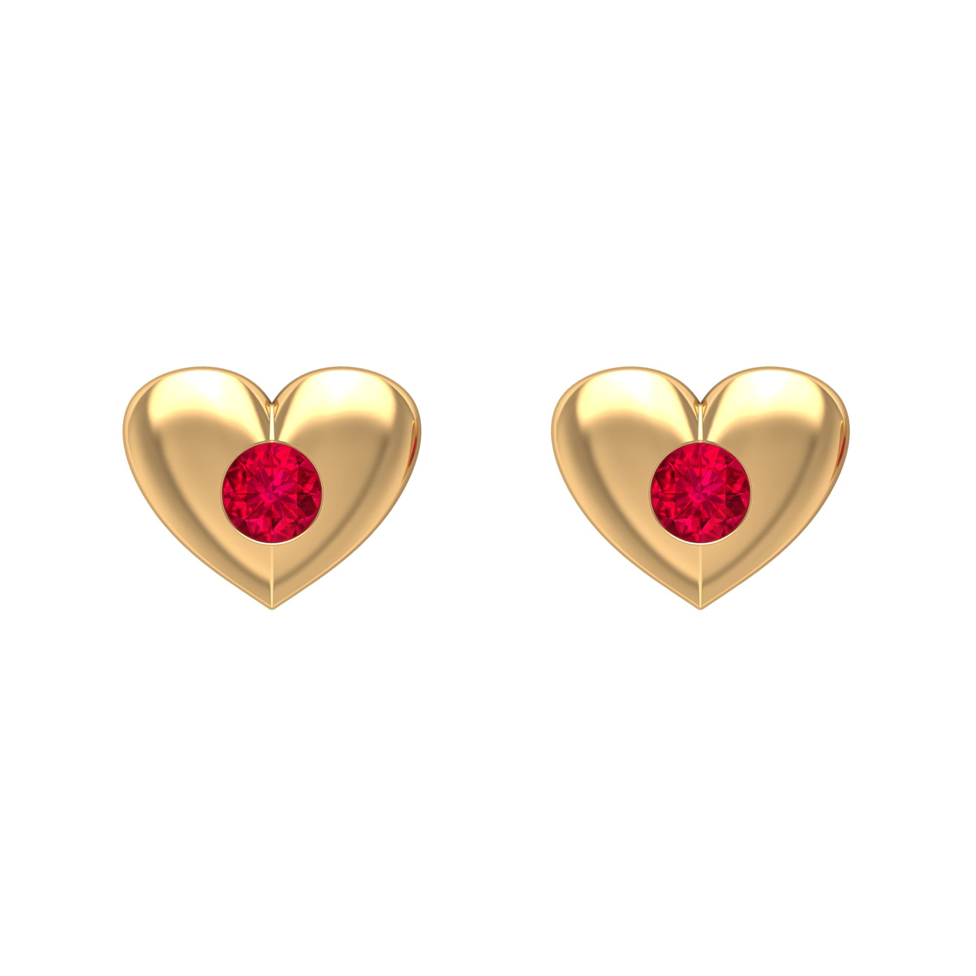 Heart Shaped Yellow Gold Stud Earrings