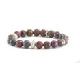 thumbnail image 1 of Ruby in Kyanite Bracelet Red Blue Faceted Round 8mm Stones Silver-tone Beaded Accents Womens Adjustable Stretch 7 8 Inch, 1 of 2