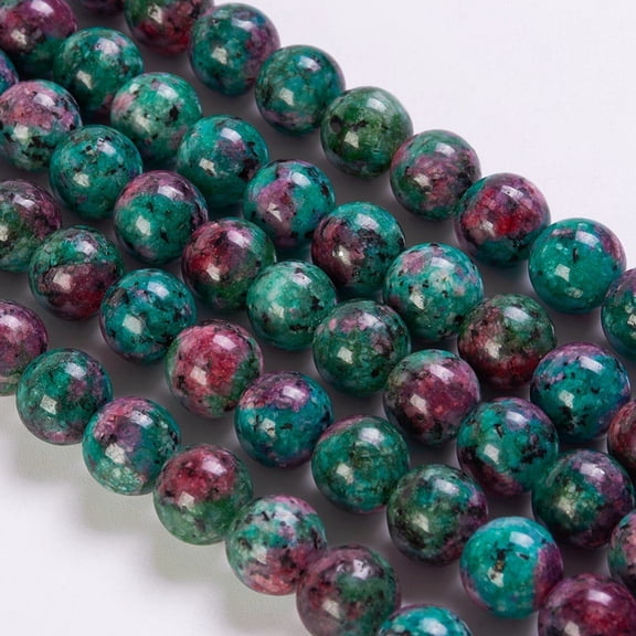 Ruby in Zoisite Beads Strands Round 8mm Hole: 1mm 49pcs/strand 15.1 inch